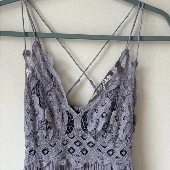 Free People Adella Maxi Dress Size Small Lace Maxi Dress in Dark Gray Boho Chic - Picture 5 of 15